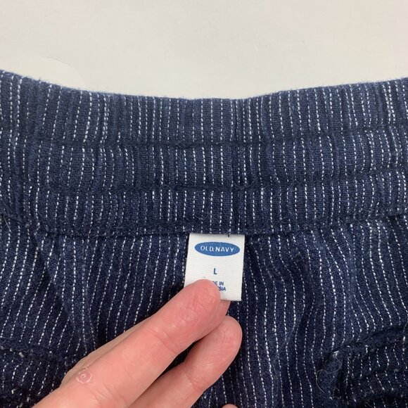 Old Navy Dark Blue Pinstripe Linen Blend Pull On Shorts L - Picture 3 of 5